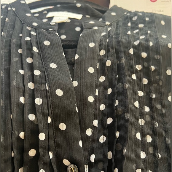 CHARTER CLUB BLACK POLKA-DOT BLOUSE SIZE L - Picture 3 of 5